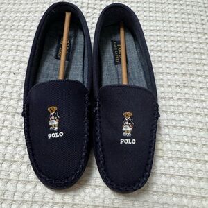 Polo by Ralph Lauren Navy Loafers with Bear Embroidery